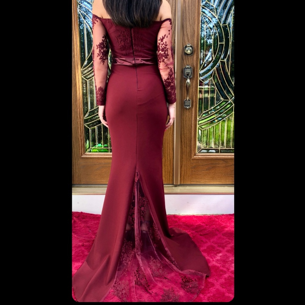 Burgundy off shoulder dress! NWT - Picture 3 of 5